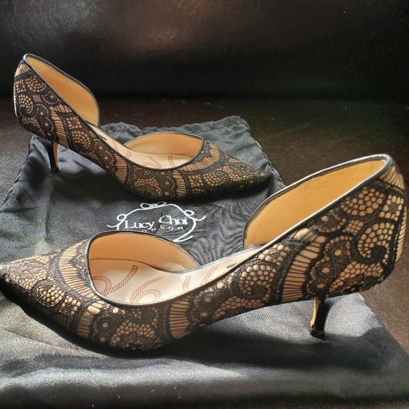 LUCY CHOI Knightsbridge lace half-d'Orsay pump - Picture 7 of 9